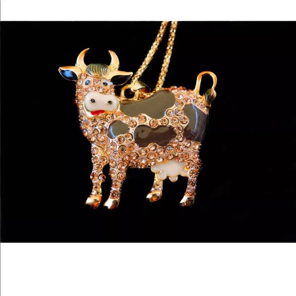 Brown Crystal Cow Necklace